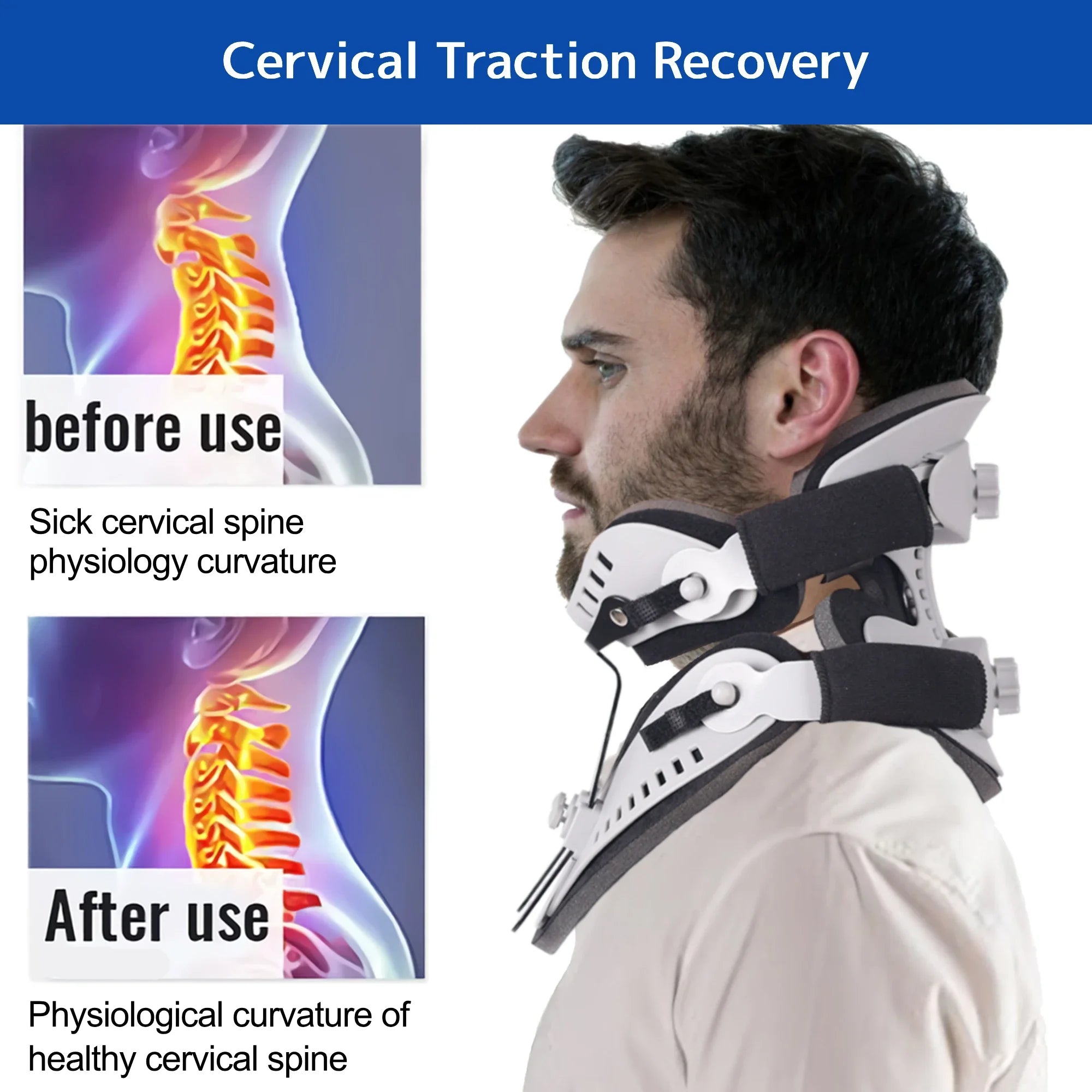 Neck Brace - Adjustable Cervical Collar for Pain Relief