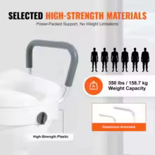 Raised Toilet Seat 5" - Elderly Bathroom Safety (350 lbs)