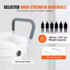 Raised Toilet Seat 5" - Elderly Bathroom Safety (350 lbs)