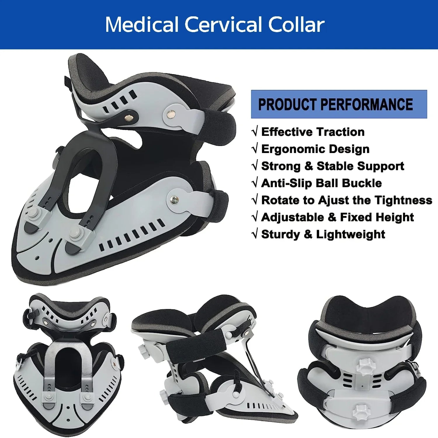 Neck Brace - Adjustable Cervical Collar for Pain Relief