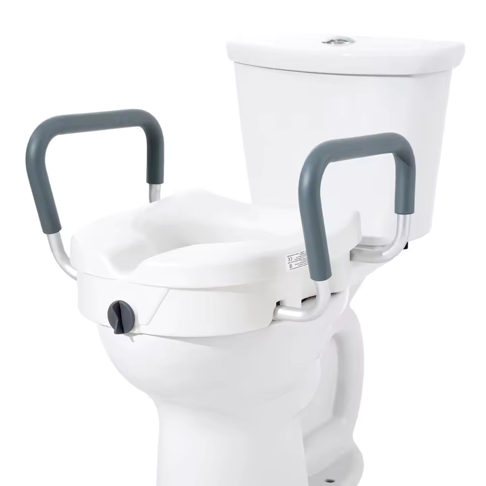 Raised Toilet Seat 5" - Elderly Bathroom Safety (350 lbs)