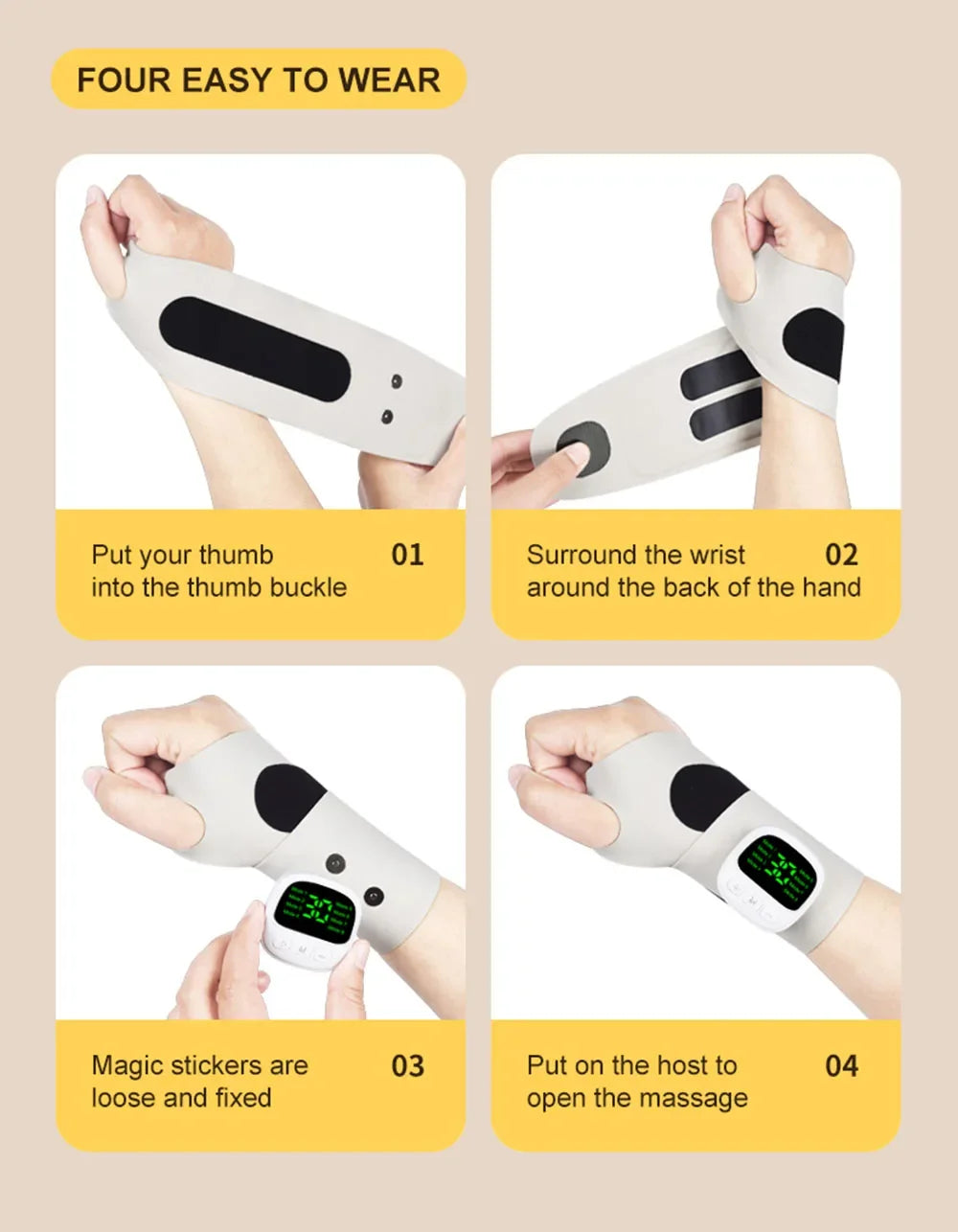 Cordless Hand Massager - USB Wrist Support Brace