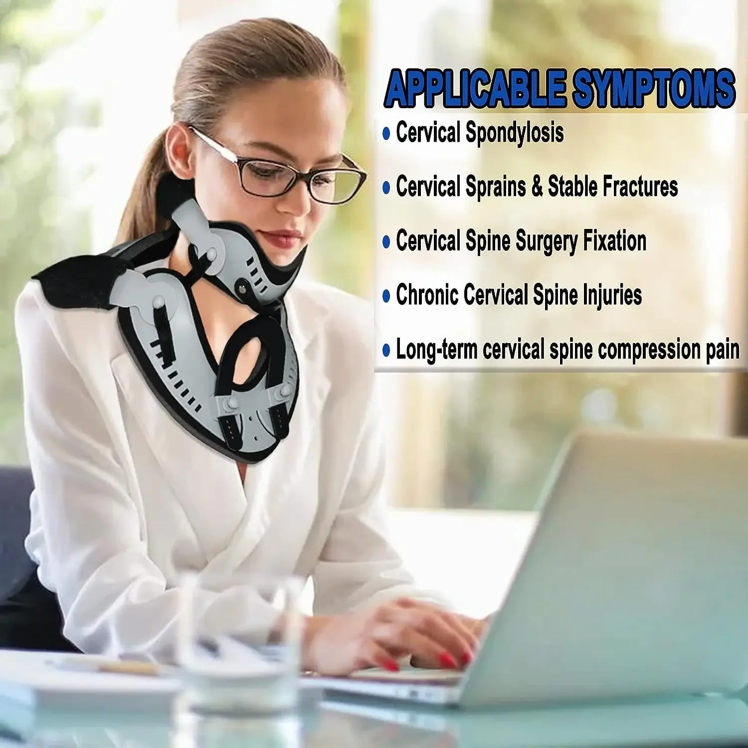 Neck Brace - Adjustable Cervical Collar for Pain Relief