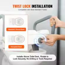 Raised Toilet Seat 5" - Elderly Bathroom Safety (350 lbs)