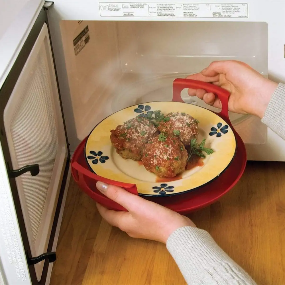 Cool-Touch Microwave Tray with Cover - Kitchen Safety